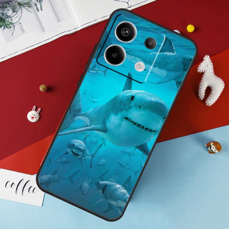 Shark Ocean Fish Case For Xiaomi Redmi Note 14 Pro 13 12 11 10 15 Pro Plus Redmi 14C 15C 10C 12C 13C 15 Cover