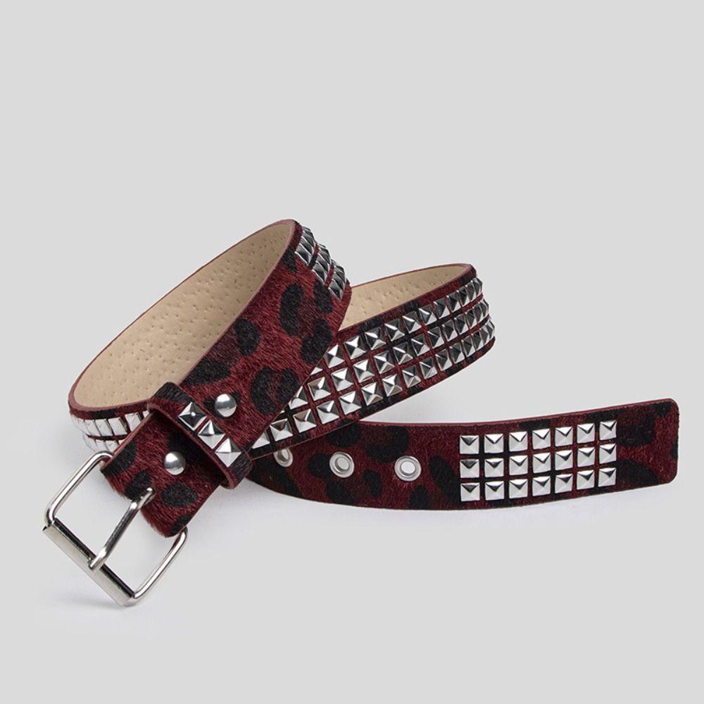 Futrzany Punkowy Klamra Paska z Nitami Pasek Y2K Modny Gotycki Pasek do Talii Akcesoria do Dżinsów