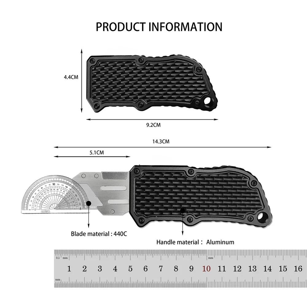 Boxs Cutter Outdoor Quick Open Folding Knife 440C Blade Aluminum Handle with 5PCS Replacement Blade Tactical Knife EDC Tool