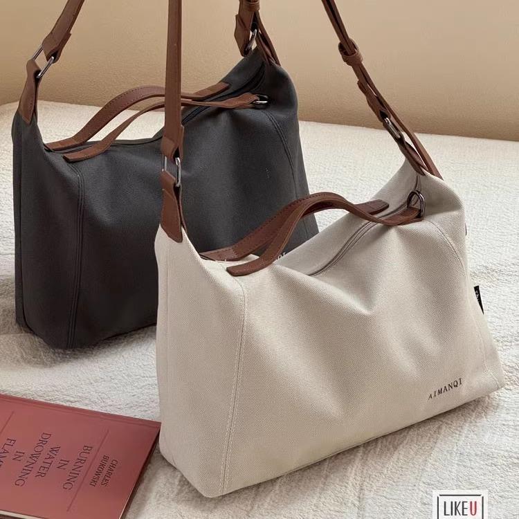 Apanese Korean Fashion Simple Commute Canvas Tote Bag Literary Casual Versatile Student Handbag Crossbody Bag