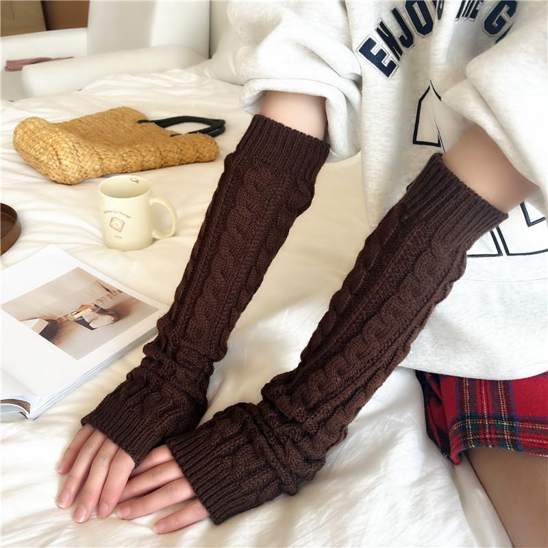 Thumb Hole Arm Sleeves Beautiful Thicker Keep Warm Winter Women Long Gloves Mittens