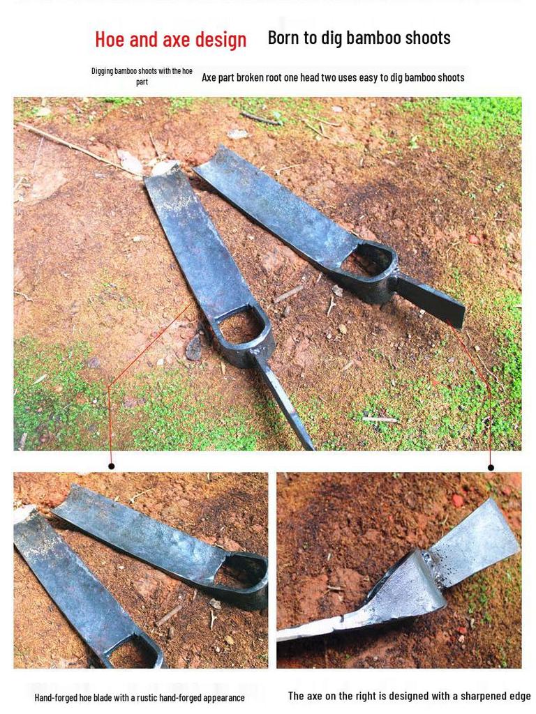 Long Wooden Garden Hoe: Multi-Purpose Tool for Raking, Weeding, Digging, and Planting in Mountainous Terrain.