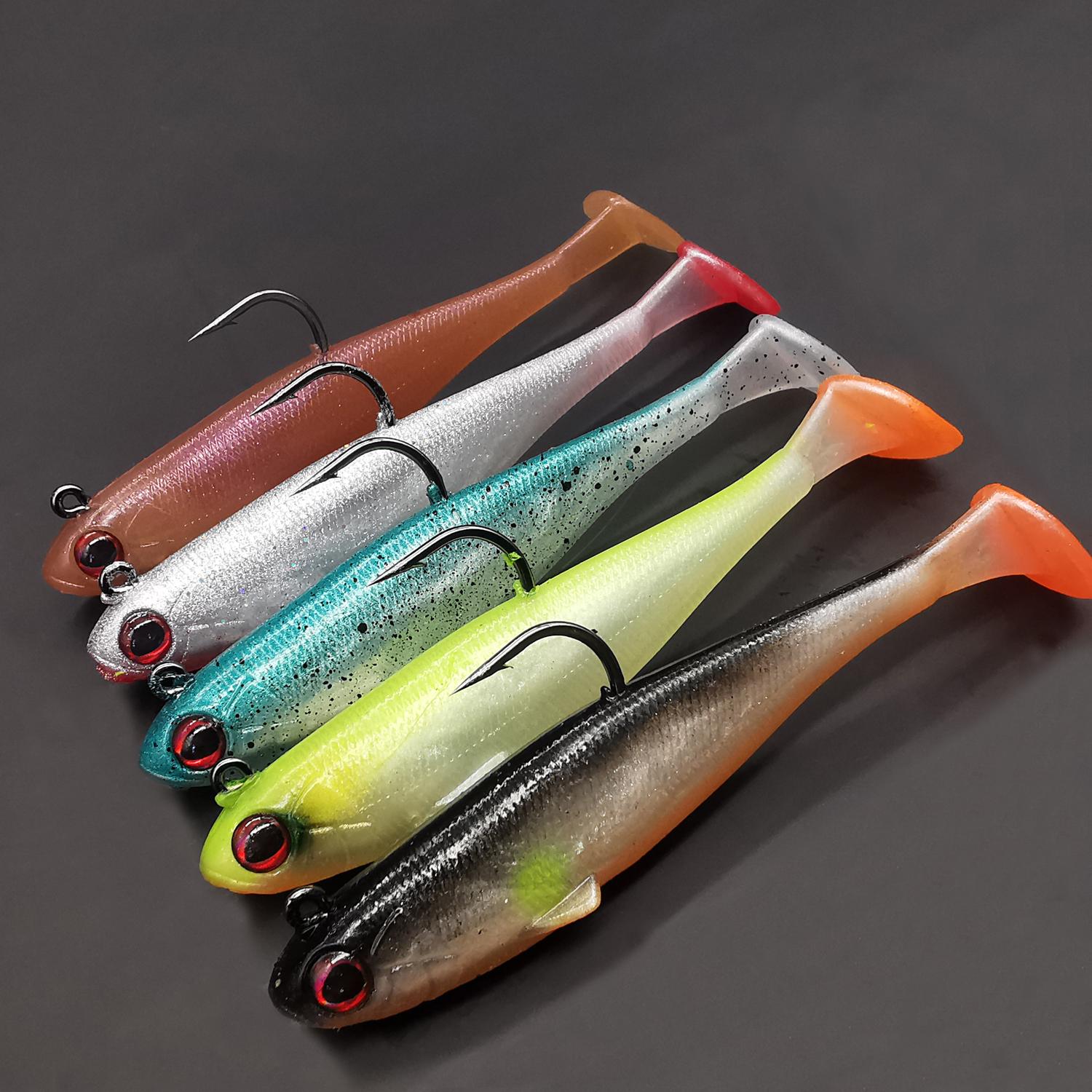 

5 шт. Джиг-головка Мягкая рыболовная приманка Виброхвосты для ловли окуня Премиальная рыболовная приманка для пресной и соленой воды Песка