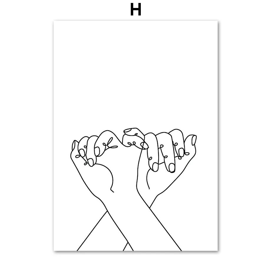 Minimalistische Linien-Paar-Kuss-Wandkunst, Nordische Poster und Drucke, Leinwandbild, Bilder für Wohnzimmer-Dekoration, Schwarz und Weiß