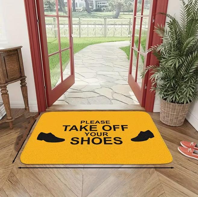 

Pure Yellow Carpet with Black Text Shoe Home Door Mat Outdoor Decoration Entrance Decoration, Birthday and Holiday Gift Carpet 50X80cm