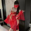 Sex Underwear Red Antique Hanfu Free Belly Pocket Uniform Bed Teasing Ancient Rhyme Peony Elegant Dance Sleeve Suit