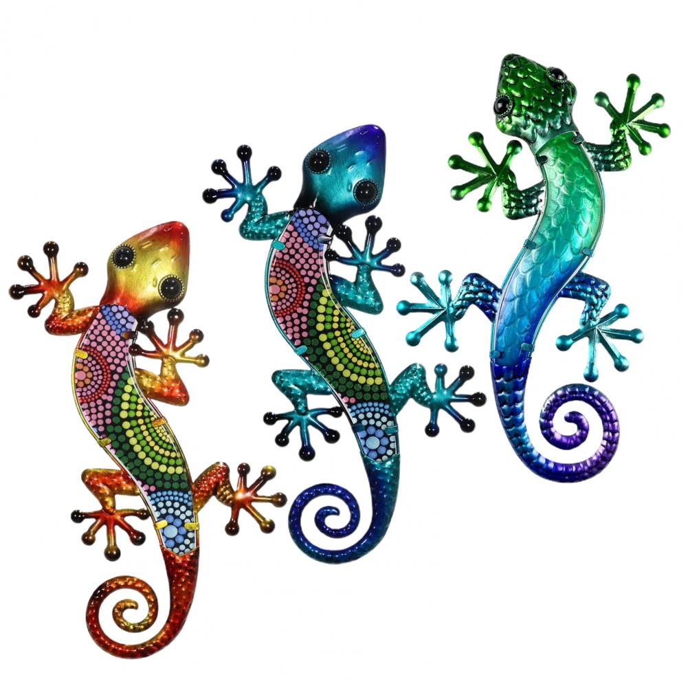 

Garden Gecko Ornament Gecko Wall Art Colorful Acrylic Gecko Wall Decor Set for Home Garden Vibrant Iron Hanging Lizard for Room