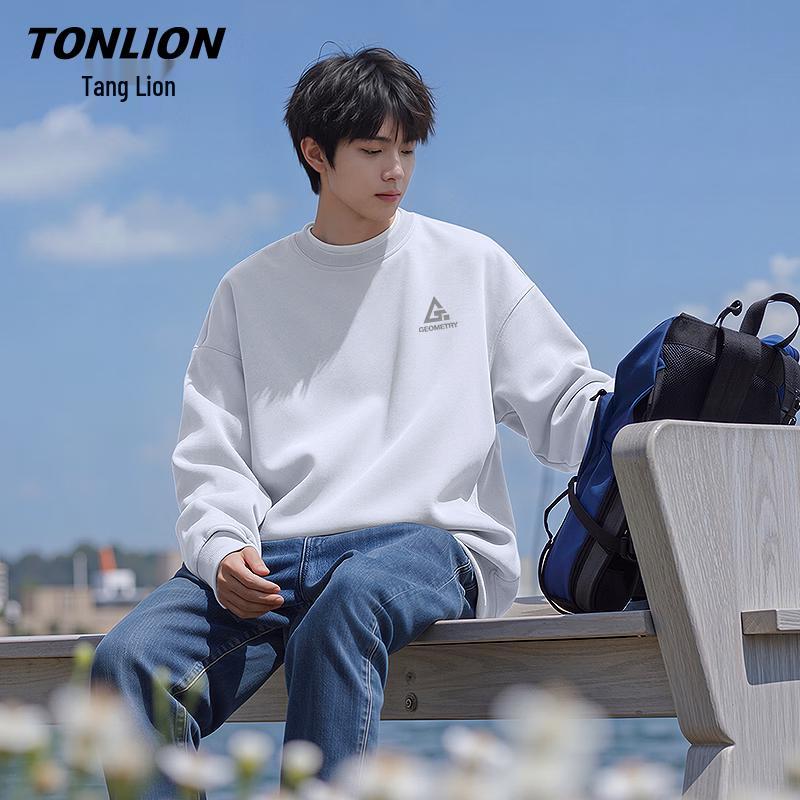 TonLion Men s Loose Fit Casual Round Neck Long Sleeve Sweatshirt 3XL
