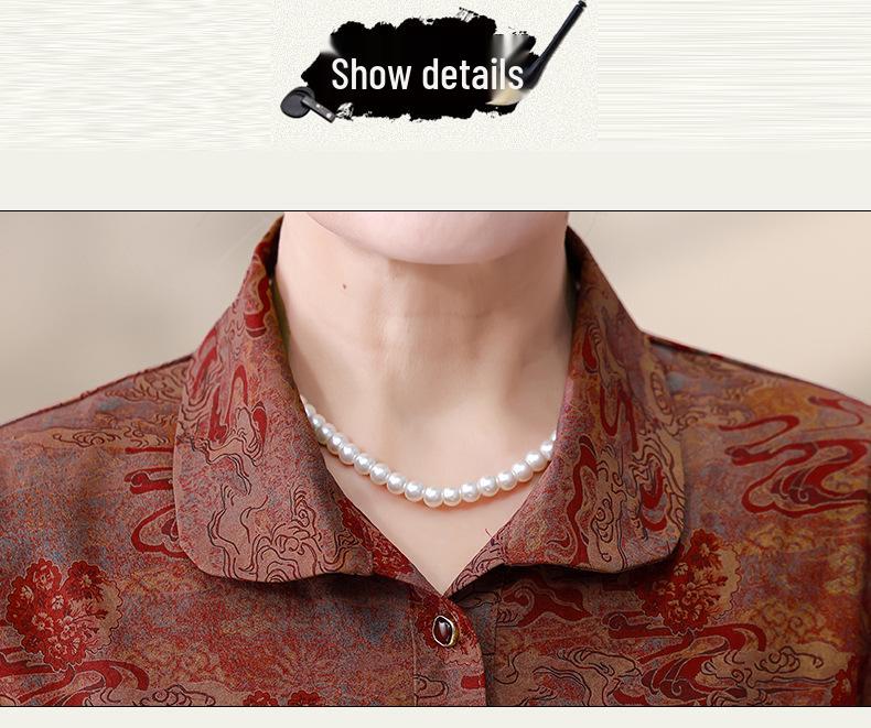 Summer Top for Middle-Aged & Elderly Women: Grandma Style Nine-Sleeve Shirt