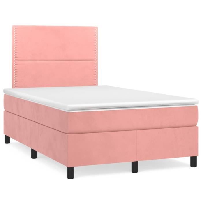 3142958 vidaXL Lit à sommier tapissier avec matelas Rose 120x200 cm Velours