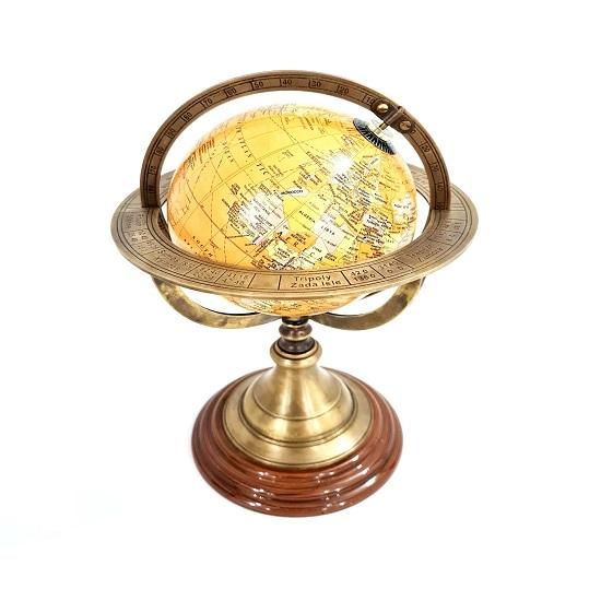 30.48 Esfera Armilar de Latão Náutico Globo Mundial Base de Madeira Preta Decorativa para Casa