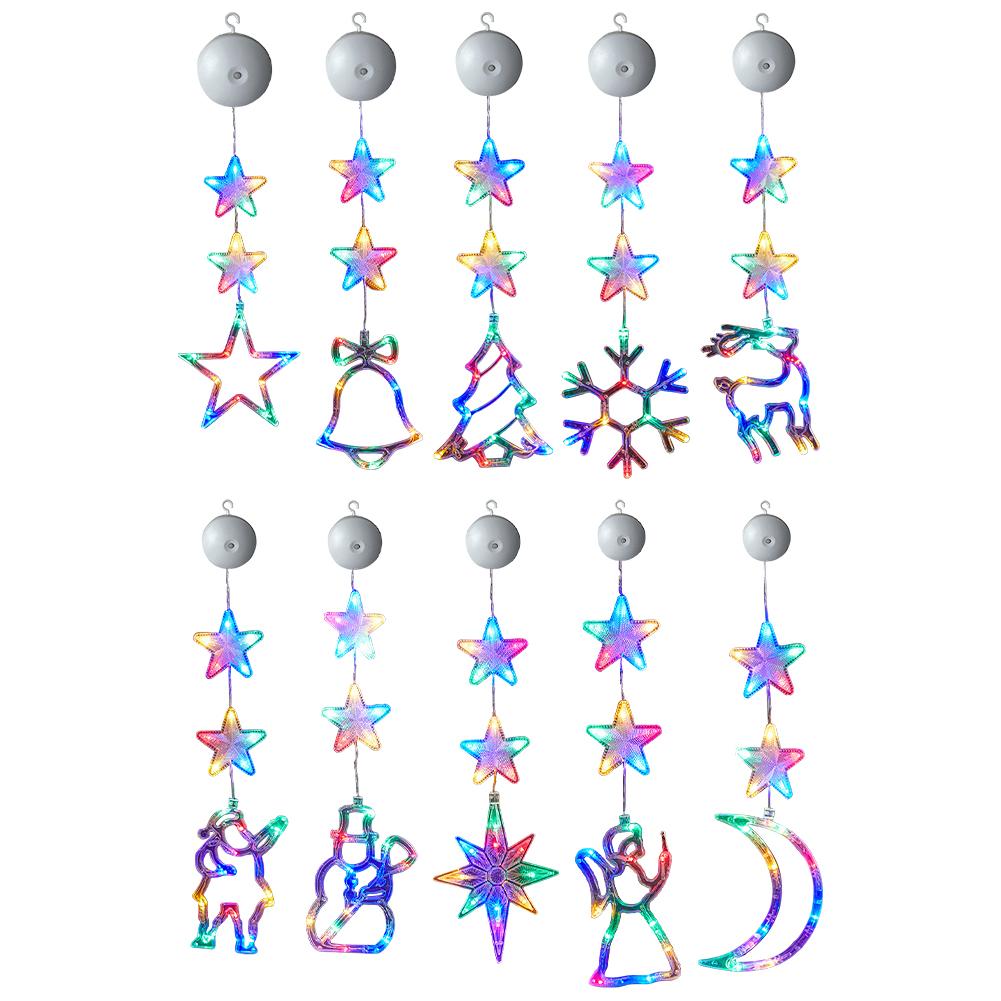 1/3pcs Christmas LED Sucker Lamp Multicolor Light Up Hanging Christmas Decoration Battery Operated for Xmas Tree Fireplace Decor