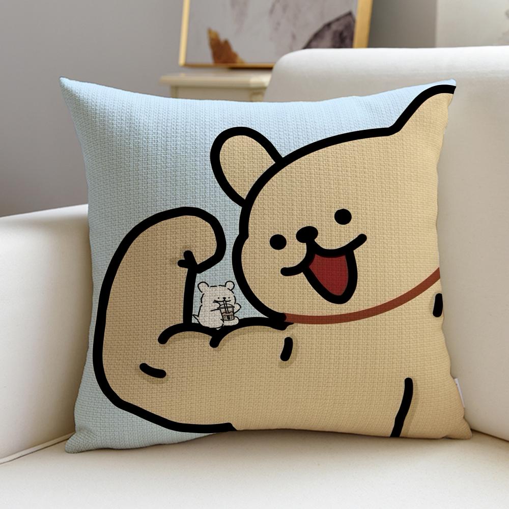 Friendly LLine Friends PuppyS Cushion Cover Breathable and Skinfriendly Linen Pillowcase Square Removable and Washable Cushion