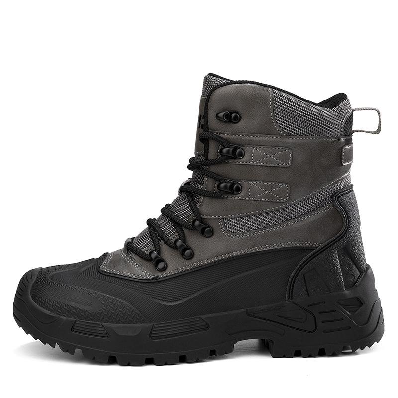 

A new combat boot, men s mountaineering boots, men s security shoes, platform men s casual sports shoes, large size. 47 чорний колір сірий