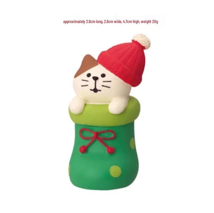 Ornamento di Natale Zakka Gatto Giapponese: Giocattolo Creativo in Resina Blind Box e Regalo Decorativo Trendy.