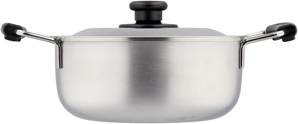 Pearl Metal Two Handed Pot 20cm with Pot Lid IH Compatible Stainless Steel Made in Japan Made in Japan Silver HB-1884