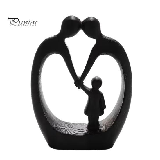 Фигурка Родители и Дети, 3D-печатная фигурка семьи из трех человек, Статуэтка родителя и ребенка в форме сердца, Теплый матовый декоративный элемент для дома, Креативный
