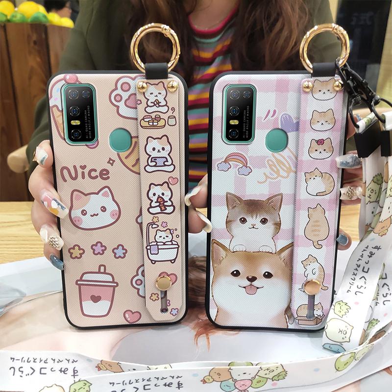 Anti-knock Lanyard Phone Case For Doogee N30 Cartoon Protective Fashion Design Soft Case Phone Holder Shockproof Ring