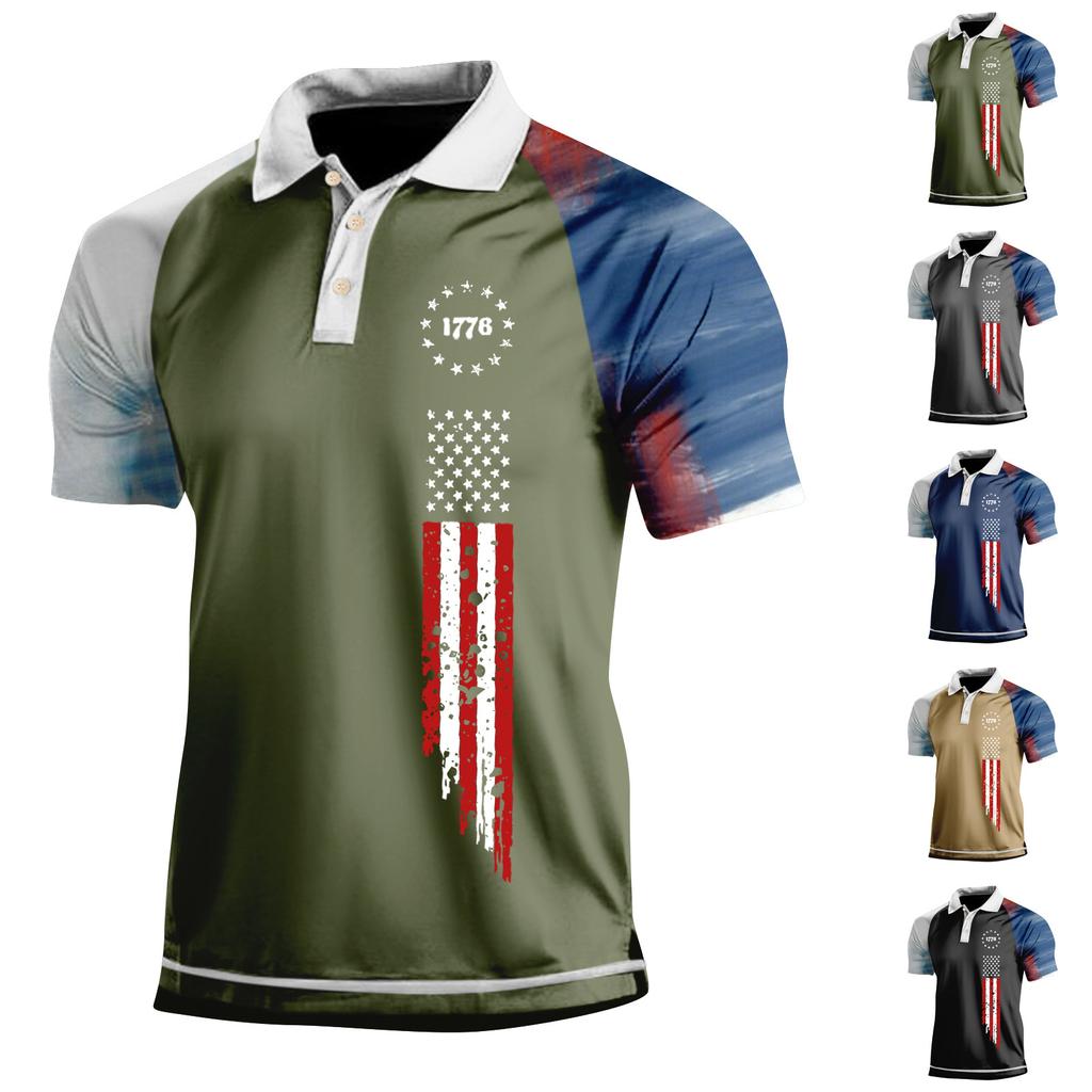 Men's  Golf Shirt Casual Sports V Neck Ribbed  Collar Short Sleeve Fashion Casual Solid Color Plain Spring & Summer Regular Fit