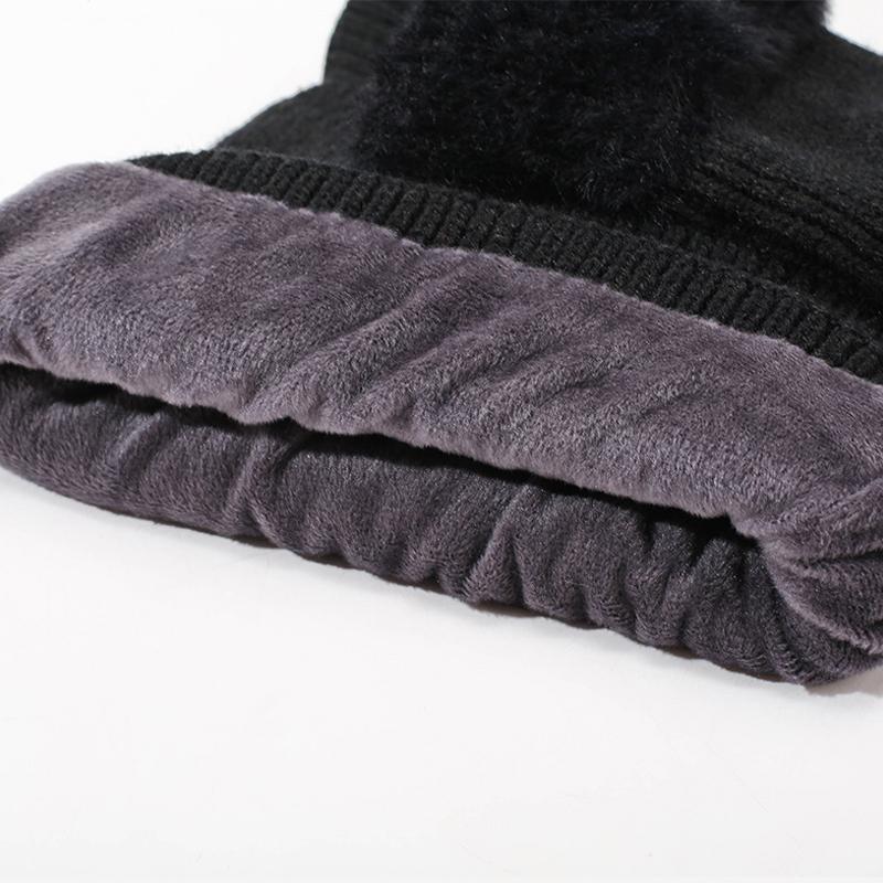 Autumn Winter Knitted Hat Scarf One-Piece Velvet Two-Piece Cap Warm Face-Covering Cold-Proof Wool Cap