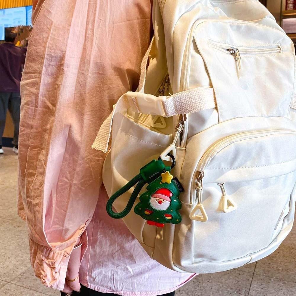 Waterproof Santa Claus Keychain Sewn Leather Elk Pendant Small Gift Christmas Key Ring  Women