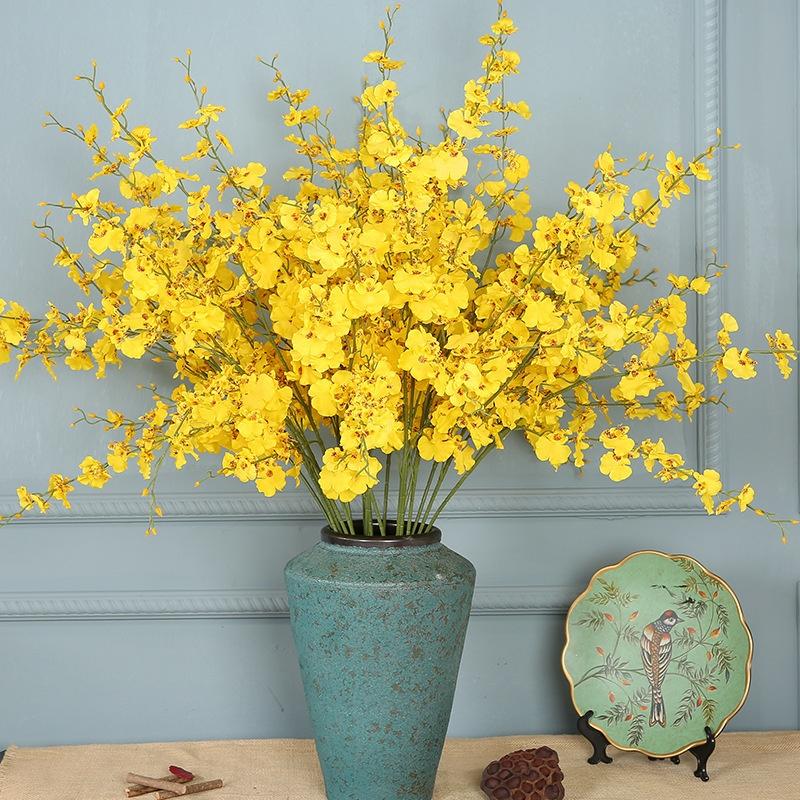 1PCS European Rural Yellow Artificial Dance Orchid Silk Flower Fake Decoration Flower