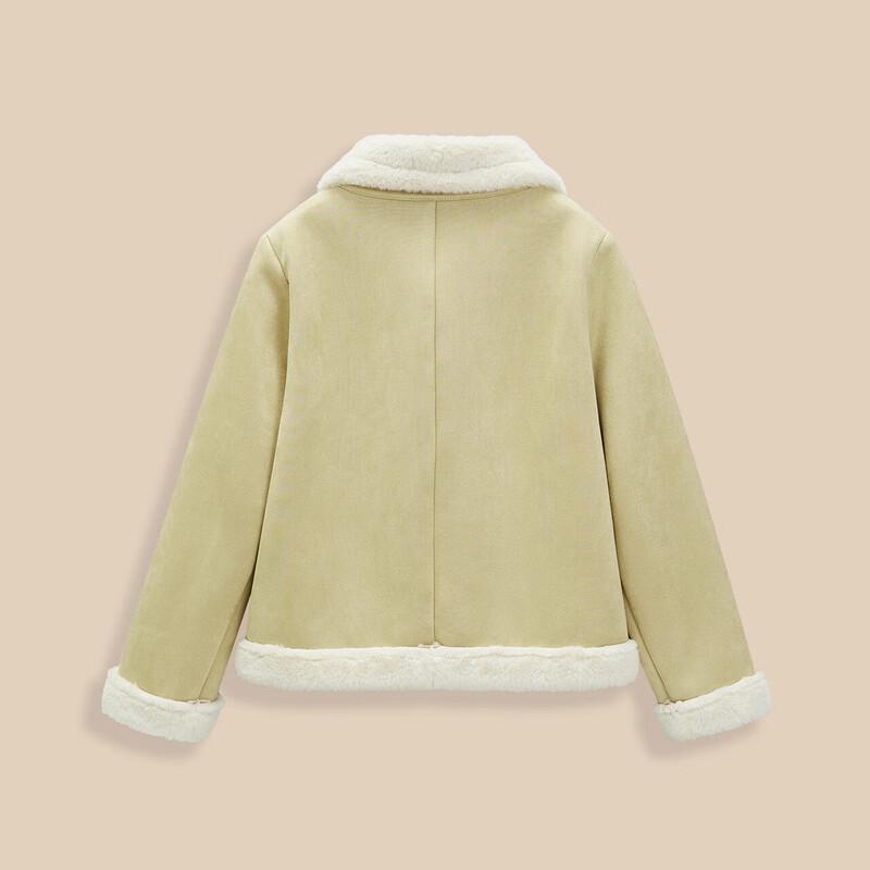 IEF Women's Winter Faux Fur-Lined Suede Jacket