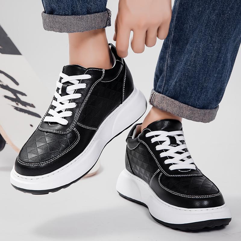 Lace-Up Men Elevator Walking Shoes All-match Increase Male Sneakers Genuine Leather Men Casual Shoes High Quality Men's Footwear