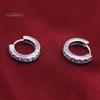Round Earrings Fashionable Alloy Single Hoop Row Rhinestones for Banquet Rhinestone