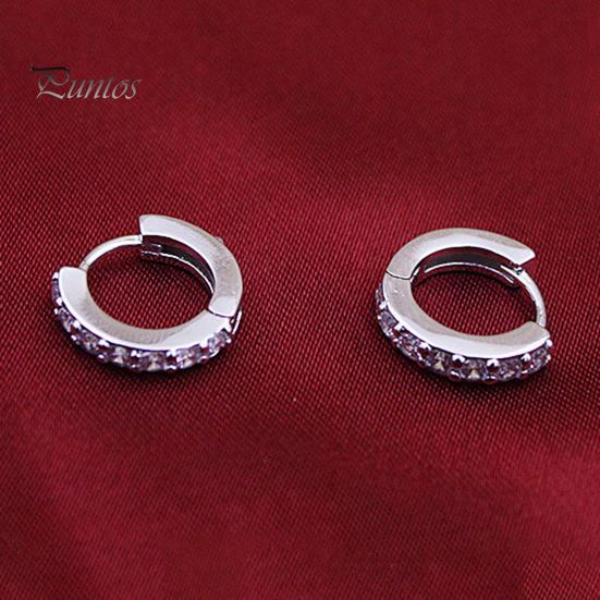 Round Earrings Fashionable Alloy Single Hoop Row Rhinestones for Banquet Rhinestone