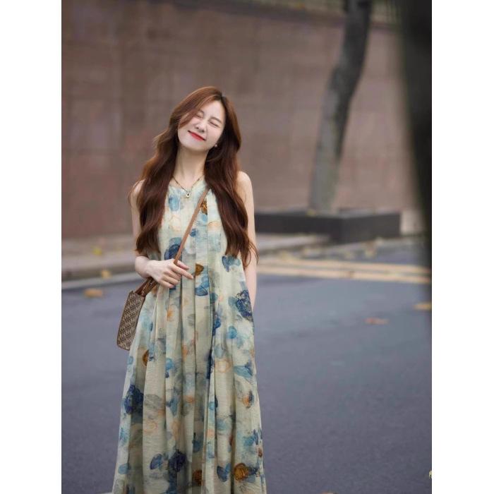 

French high-end feeling super good-looking slightly fat mm large size French striped shirt dress waist and thin temperament long dress S