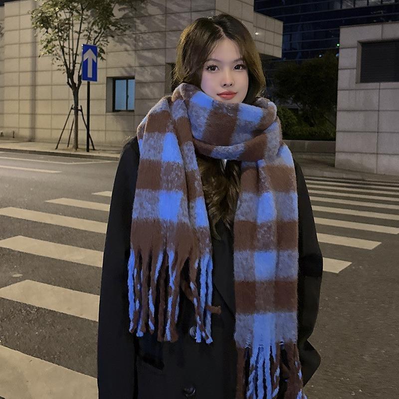 Limited-time snap-up price! Mohair fleece scarf women's 14 classic colors, warm in autumn and winter, soft and thickened scarf, solid color
