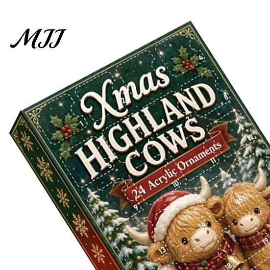 Daily Surprise Countdown 24 Days Christmas Animal Advent Calendar with Cute 2D Acrylic Dog/Cat/Cow/Duck/Flamingo Hanging Tree Ornaments Ornaments,