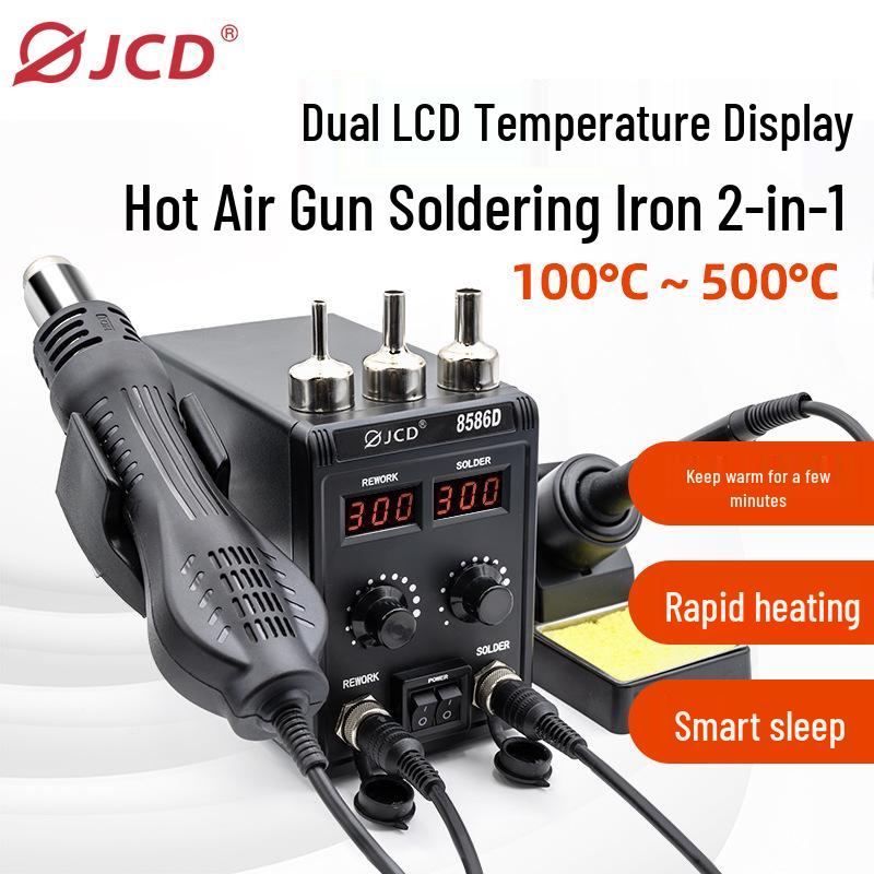 JCD 8586D 2-in-1 Soldering Station: Adjustable Hot Air Gun, Repair & Desolder Tool with Digital Display for Mobile Phone Repair & Welding