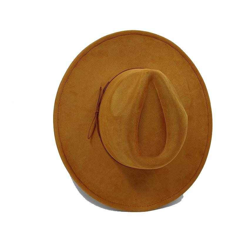 Cappello a Cilindro Piatto Rotondo 9,5 cm in Scamoscio Uomo Donna Cappello da Cowboy Western Cappello Fedora per Feste e Palco Design Autostile Stile Etnico Cappello Superiore
