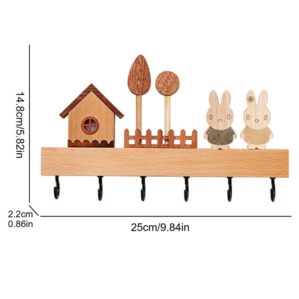 Wall Mounted Key Racks Towels Hooks Showers Wood Clothes Hooks Hanger Clothes Hooks Holder Rustic Wall Decoration With 6 Hooks