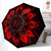 1pc Red Black Mandala Pattern Umbrella - 8-Rib Automatic Open/Close, Fashionable Compact Umbrella for Outdoor Adventures Yy250813146