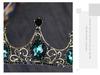 Elegant Green Diamond Baroque Bridal Tiara, Noble Crystal Princess Crown for Birthdays.