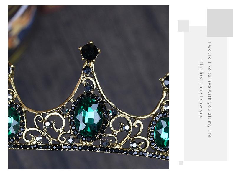 Elegant Green Diamond Baroque Bridal Tiara, Noble Crystal Princess Crown for Birthdays.