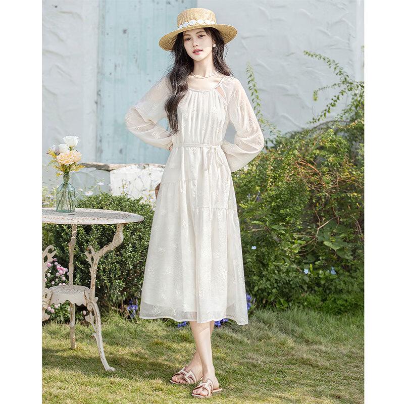 Elegant Tie-Waist A-Line Midi Dress S