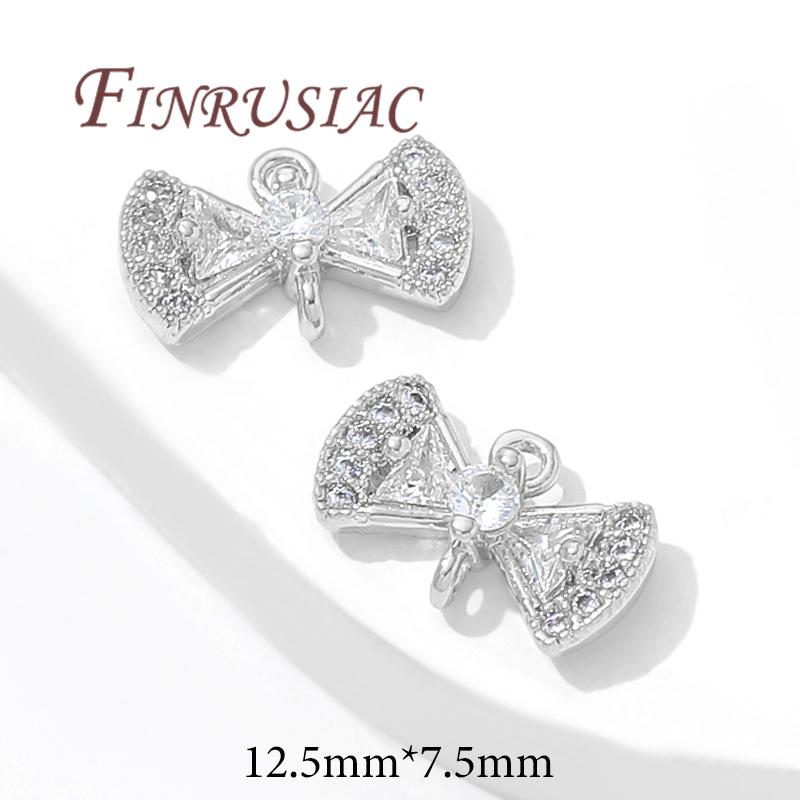 18K Gold Plated Brass with Zircon Connectors For Jewelry,Bowknot Charms For Necklace Necklace Accessories,DIY Earring Making