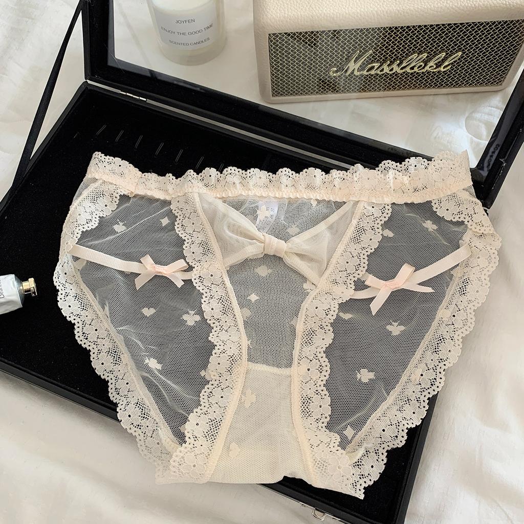Ladies Summer Thin New Style Pure Sexy Lace Pure Cotton Crotch Low Waist Triangle Briefs