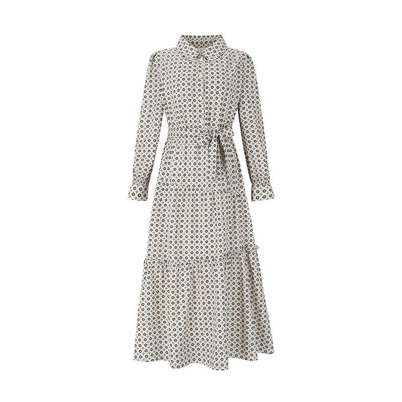 VISITINNEWYORK Print Collar Frill Dress (Vz3Op11)