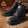 Winter Herrenstiefel Mode Lässige High Top Stiefel Outdoor Wasserdichte Lederstiefel Plüsch Warme Baumwollschuhe Winter Schneestiefel für Herren