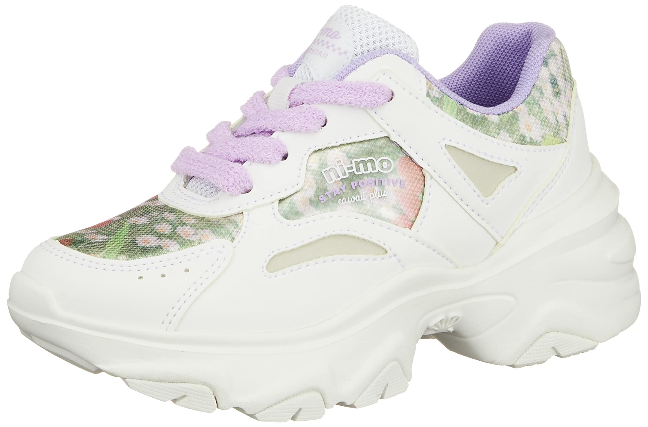 

Sneakers with thick beautiful for girls and NM 2E [Moonstar] soles, legs, 19-24.5cm, kids, J074, white, 23.0 cm, белый