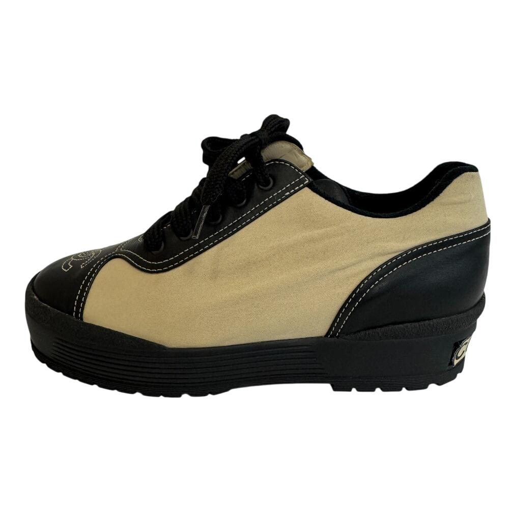 CHANEL platform COCO Mark Nylon sneakers beige Nylon Women Used