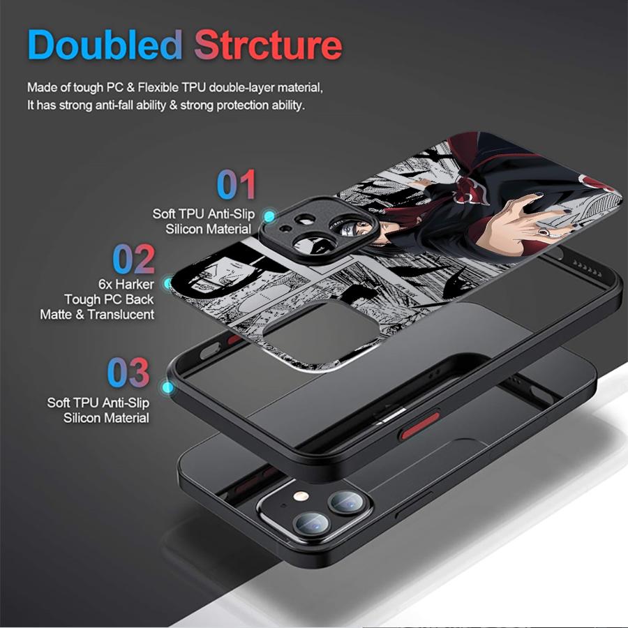 Custodia Cover per Telefono Opaca Cool di Anime Naruto per iPhone 14 16 Pro Max 15 Plus XR 12 11 13 Mini X