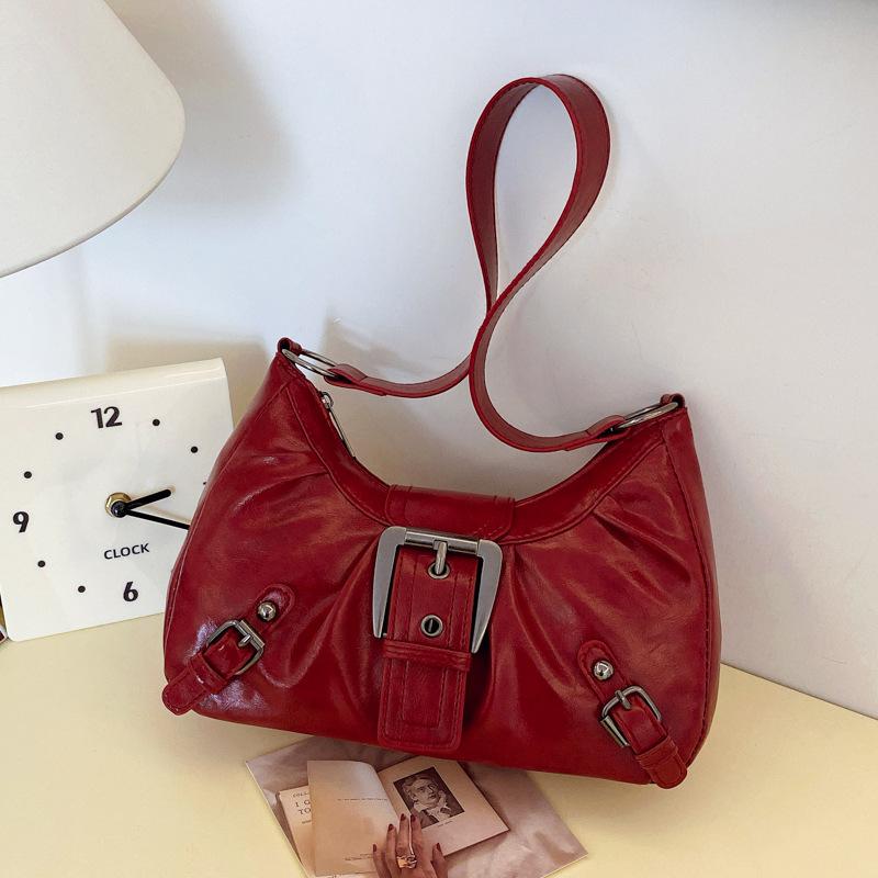 Women s Small Square Shoulder Bag, American Retro Style, Commuter Style, Distressed Look, Underarm Motorcycle Bag