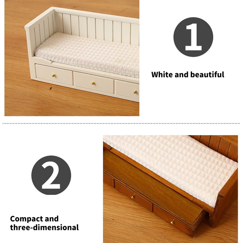 1/12 Scale Dollhouses Single Bed Miniature Furniture Pretend Play for Kids Doll House Furniture Model for Dollhouses