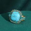 Vintage Art Deco Turquoise Ring | 18K Gold-Plated & Copper | Prong-Set Stone Design
